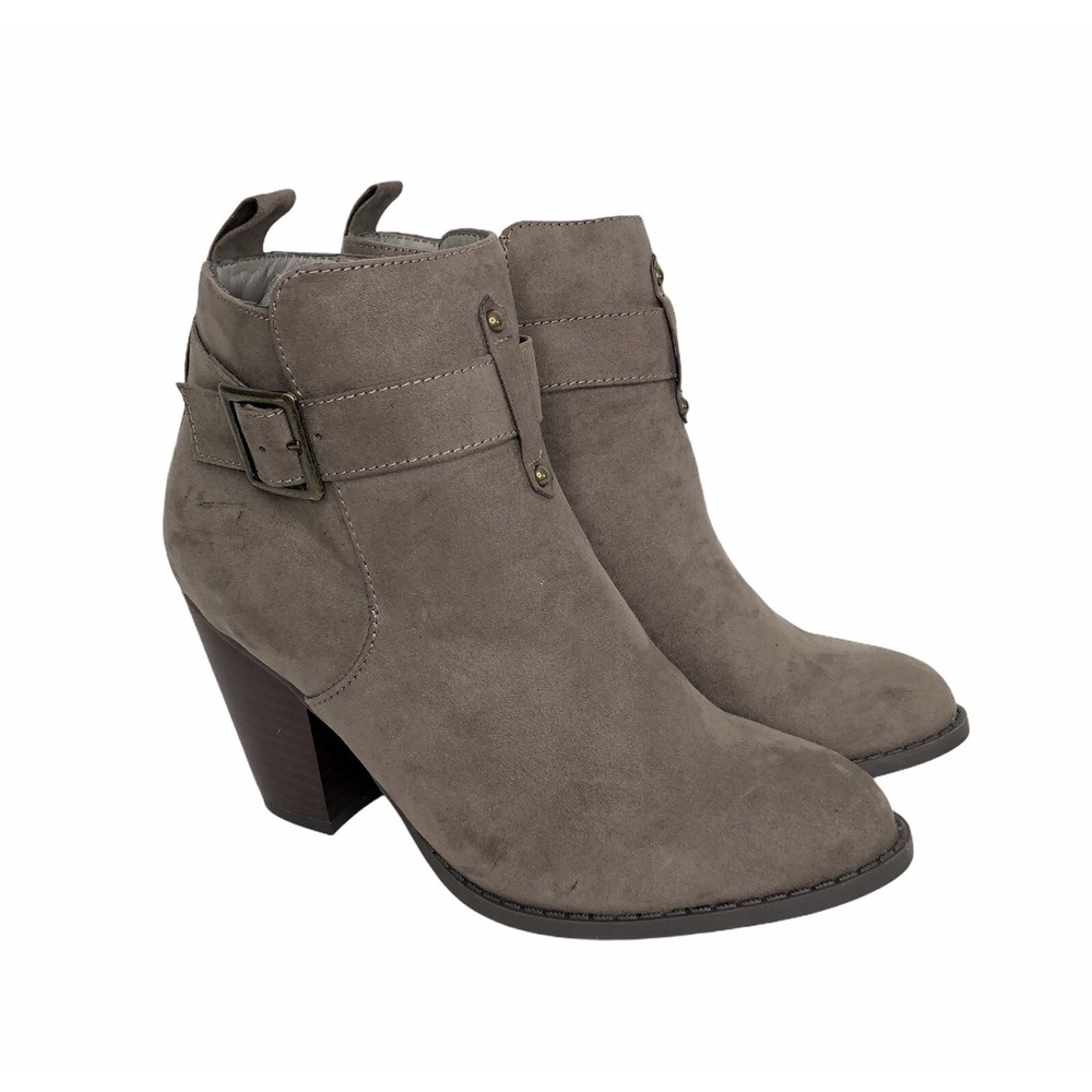 Diba True Womens Ankle Boots Taupe‎ Beige Suede Like Bootie 205109 Size 6 M EUC